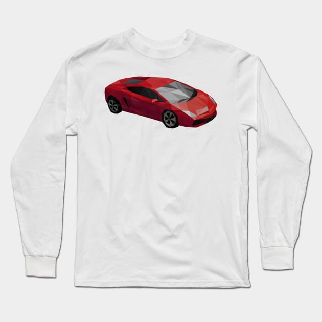Low Poly Sports Car Long Sleeve T-Shirt by DigitalShards